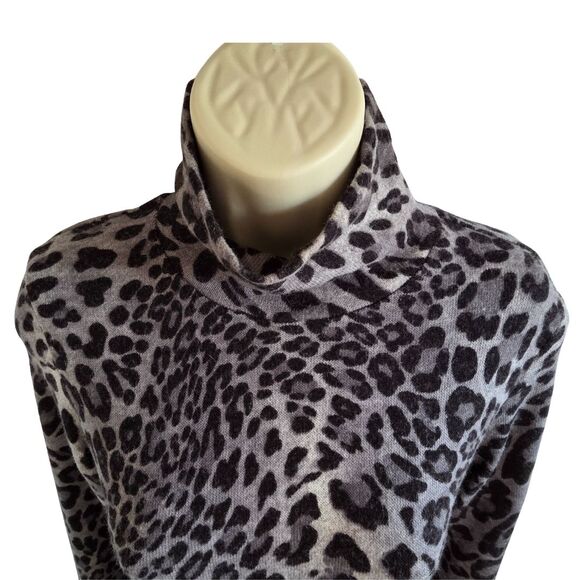 CACHÉ M Y2K Early 2000s Turtleneck Leopard Knit Sweater Dress - Picture 4 of 11